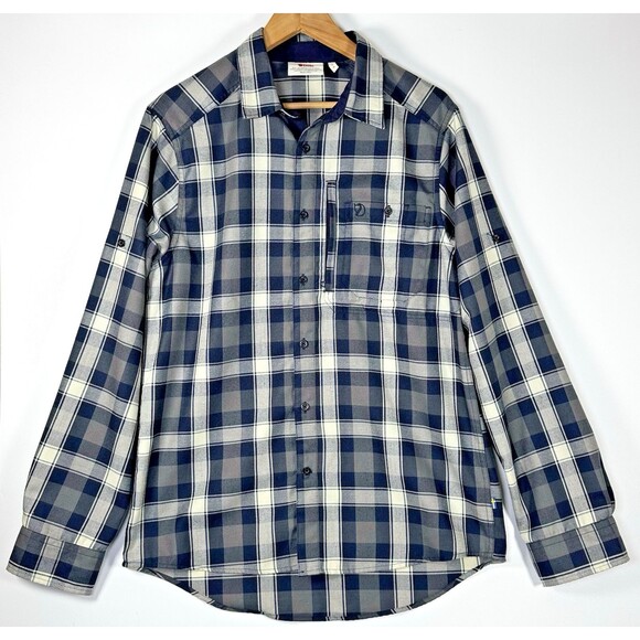 Fjallraven Men's Blue Plaid Long Sleeve Outdoor Button Down Shirt Medium - Picture 1 of 11